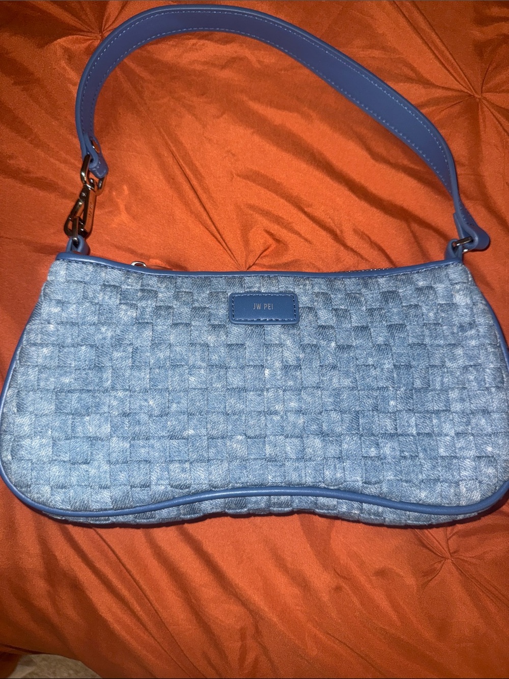 JW PEI Light Blue Woven Shoulder Bag